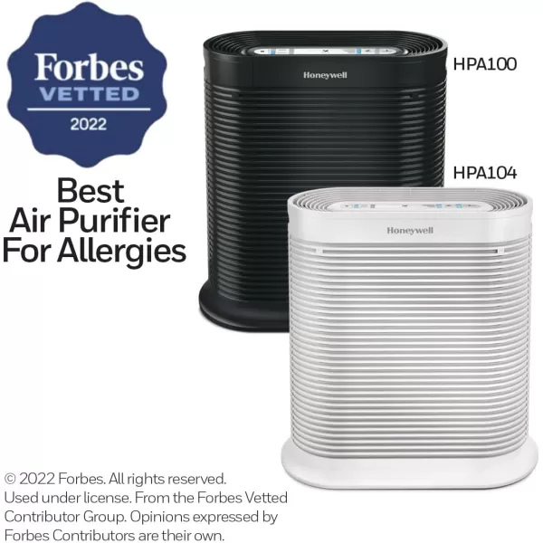 Honeywell HPA104 HEPA Air Purifier for Medium Rooms - Microscopic Airborne Allergen+ Reducer, Cleans Up To 750 Sq Ft in 1 Hour - Wildfire/Smoke, Pollen, Pet Dander, and Dust Air Purifier – White