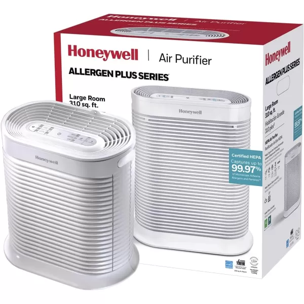 Honeywell HPA104 HEPA Air Purifier for Medium Rooms - Microscopic Airborne Allergen+ Reducer, Cleans Up To 750 Sq Ft in 1 Hour - Wildfire/Smoke, Pollen, Pet Dander, and Dust Air Purifier – White