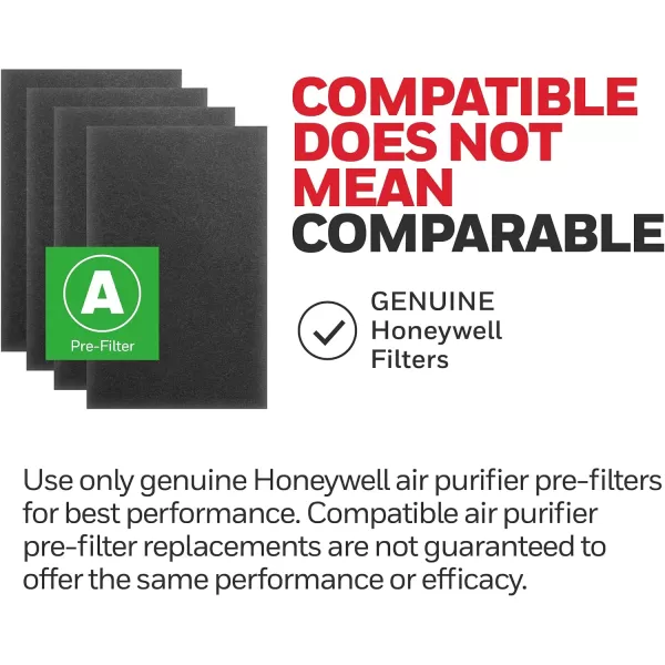 Honeywell HRF-A200 Air Purifier Pre Kit Filter, 4-Pack - Allergen Air Filter Targets Dust, VOC, Pet, Kitchen, and Wildfire/Smoke Odors
