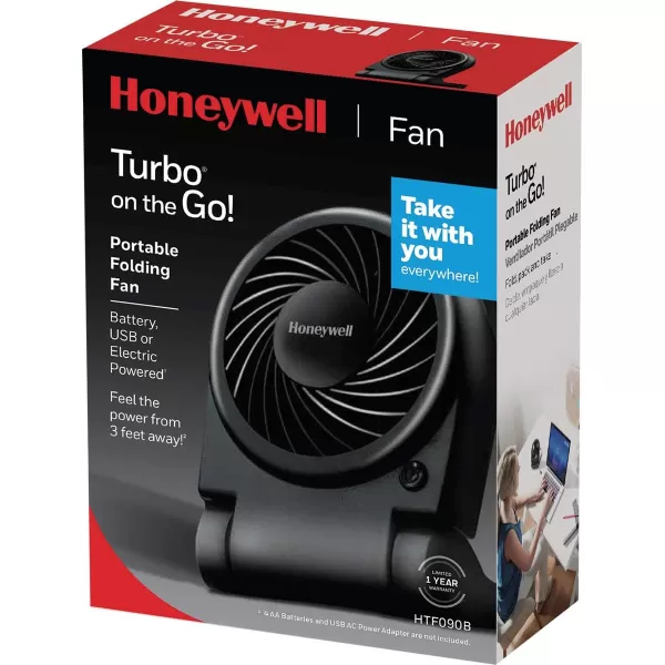 Honeywell HTF090B Turbo on the Go Personal Fan, Black – Small, Portable Fan
