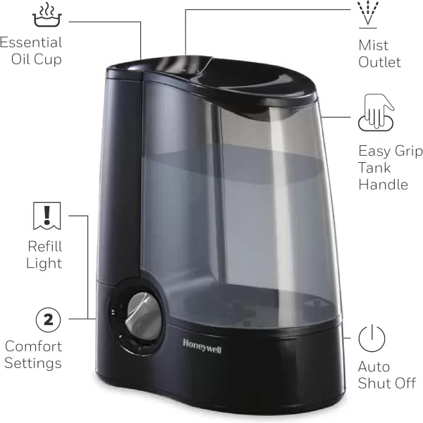 Honeywell HWM-705B HWM705B Filter Free Warm Moisture Humidifier, Black