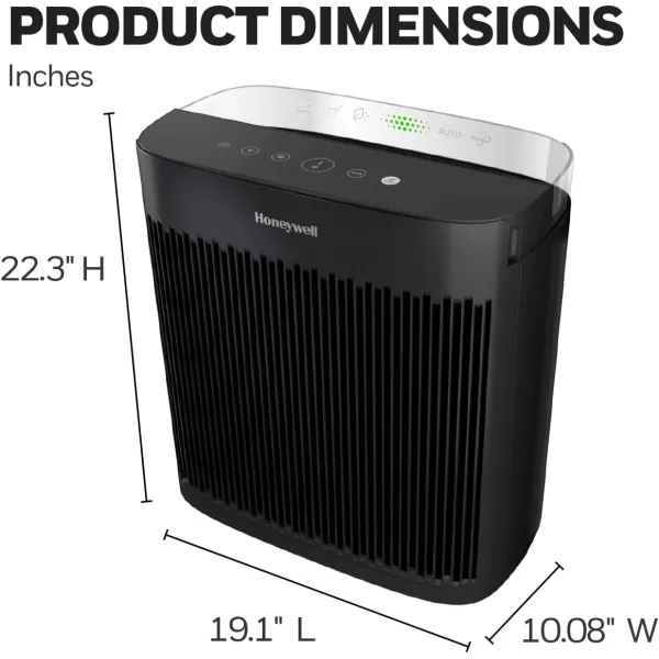 Honeywell InSight HEPA Air Purifier with Air Quality Indicator and Auto Mode, Large Rooms, Bedrooms, Home , Black - Reduces Airborne Allergens, Smoke, Dust, Pollen, Pet Dander, HPA5200B