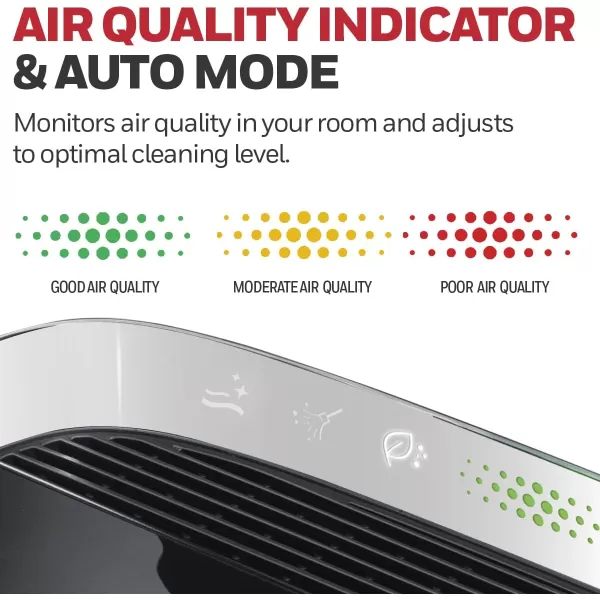 Honeywell InSight HEPA Air Purifier with Air Quality Indicator and Auto Mode, Large Rooms, Bedrooms, Home , Black - Reduces Airborne Allergens, Smoke, Dust, Pollen, Pet Dander, HPA5200B