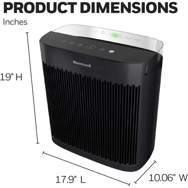 Honeywell InSight HEPA Air Purifier with Air Quality Indicator and Auto Mode, Large Rooms, Bedrooms, Home , Black - Reduces Airborne Allergens, Smoke, Dust, Pollen, Pet Dander, HPA5200B