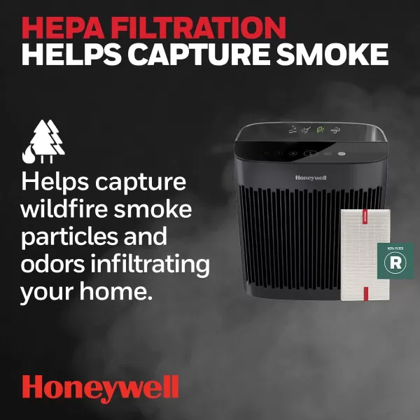 Honeywell InSight HEPA Air Purifier with Air Quality Indicator and Auto Mode, Large Rooms, Bedrooms, Home , Black - Reduces Airborne Allergens, Smoke, Dust, Pollen, Pet Dander, HPA5200B
