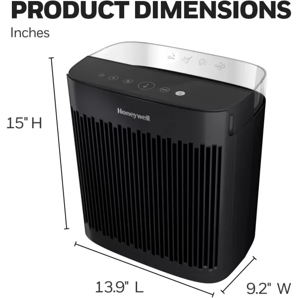 Honeywell InSight HEPA Air Purifier with Air Quality Indicator and Auto Mode, Large Rooms, Bedrooms, Home , Black - Reduces Airborne Allergens, Smoke, Dust, Pollen, Pet Dander, HPA5200B