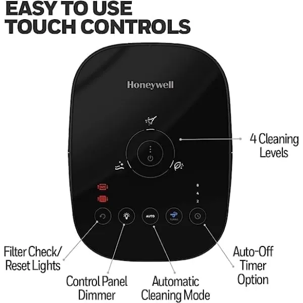 Honeywell InSight HEPA Air Purifier with Air Quality Indicator and Auto Mode, Large Rooms, Bedrooms, Home , Black - Reduces Airborne Allergens, Smoke, Dust, Pollen, Pet Dander, HPA180B