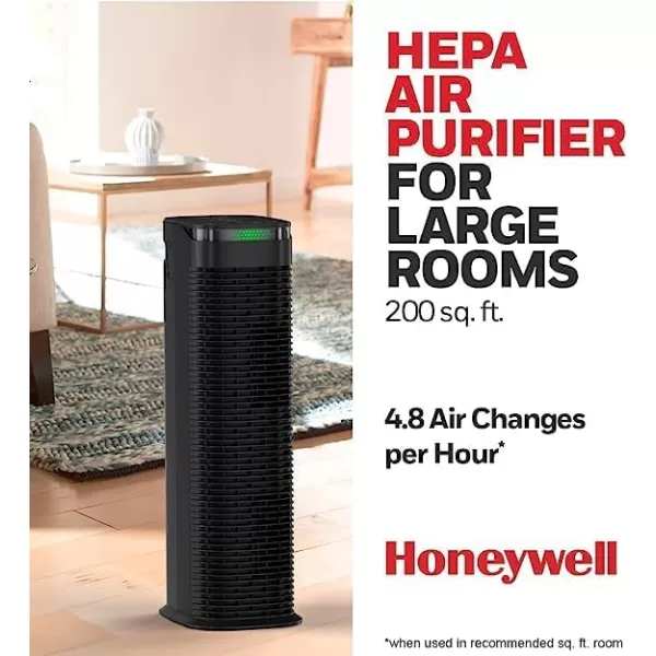 Honeywell InSight HEPA Air Purifier with Air Quality Indicator and Auto Mode, Large Rooms, Bedrooms, Home , Black - Reduces Airborne Allergens, Smoke, Dust, Pollen, Pet Dander, HPA180B