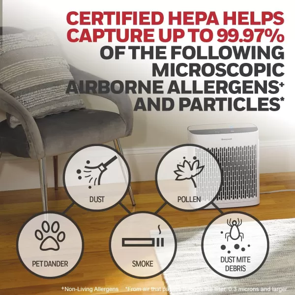 Honeywell InSight HEPA Air Purifier with Air Quality Indicator and Auto Mode, Large Rooms, Bedrooms, Home , Black - Reduces Airborne Allergens, Smoke, Dust, Pollen, Pet Dander, HPA5200B