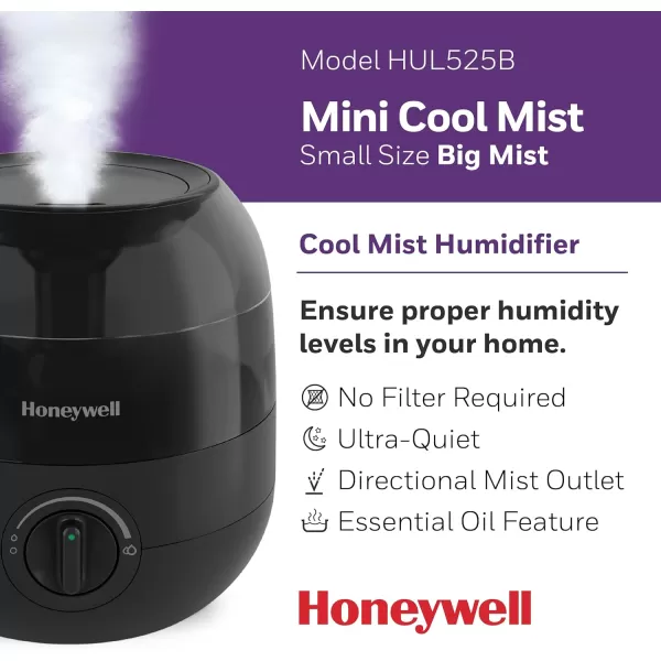 Honeywell Mini Cool Mist humidifier, Easy to Fill and Clean, humidifier for small Bedroom, Kids Rooms, or office. Ultra Quiet Operation and Auto Shut-Off - Rose, HUL525R