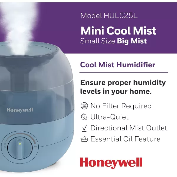 Honeywell Mini Cool Mist humidifier, Easy to Fill and Clean, humidifier for small Bedroom, Kids Rooms, or office. Ultra Quiet Operation and Auto Shut-Off - Rose, HUL525R
