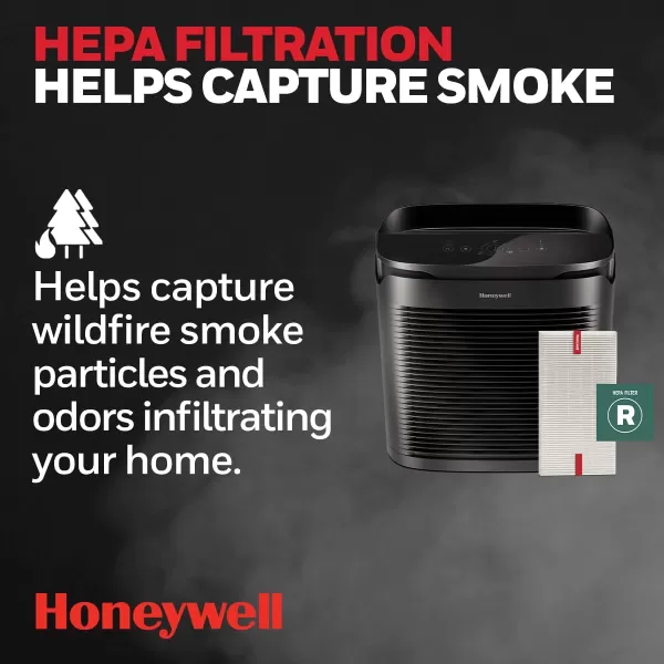 Honeywell PowerPlus HEPA Air Purifier for Home, Medium-Large Rooms, Reduces Allergens, Smoke, Wildfire Smoke, Pollen, Pet Dander and More, Black, HPA3100
