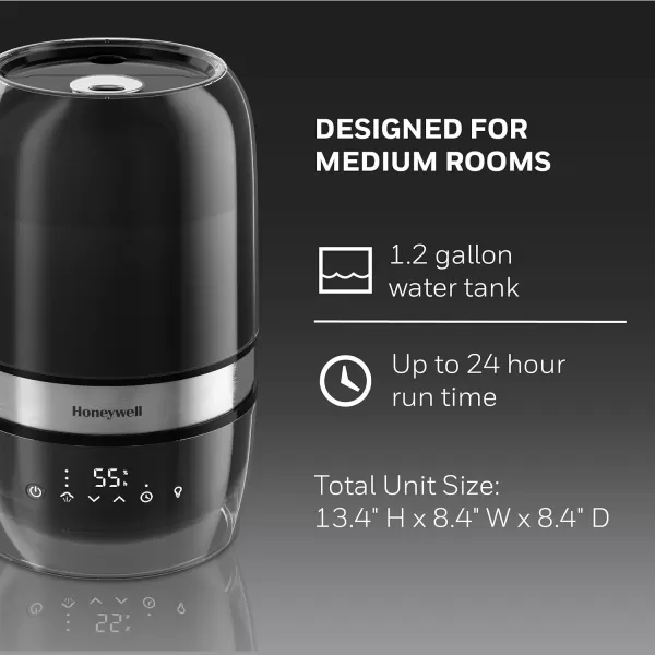 Honeywell Reflection Ultrasonic Cool Mist Humidifier. Cool Mist Top Fill Humidifier for Medium Room, Bedroom, Kids Room, and Office. Helps relieve cough and congestion - Black, HUL900B