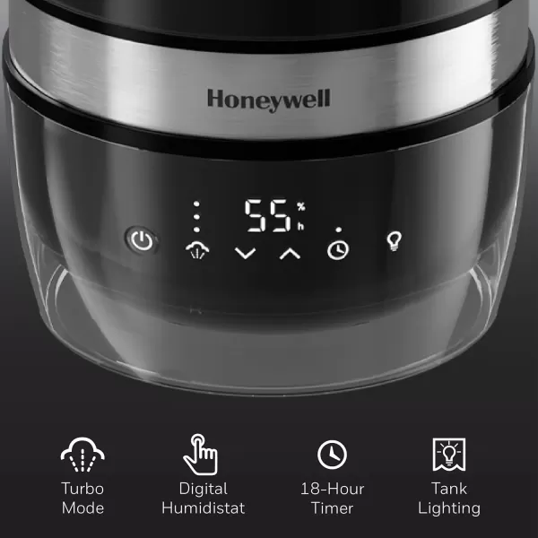 Honeywell Reflection Ultrasonic Cool Mist Humidifier. Cool Mist Top Fill Humidifier for Medium Room, Bedroom, Kids Room, and Office. Helps relieve cough and congestion - Black, HUL900B