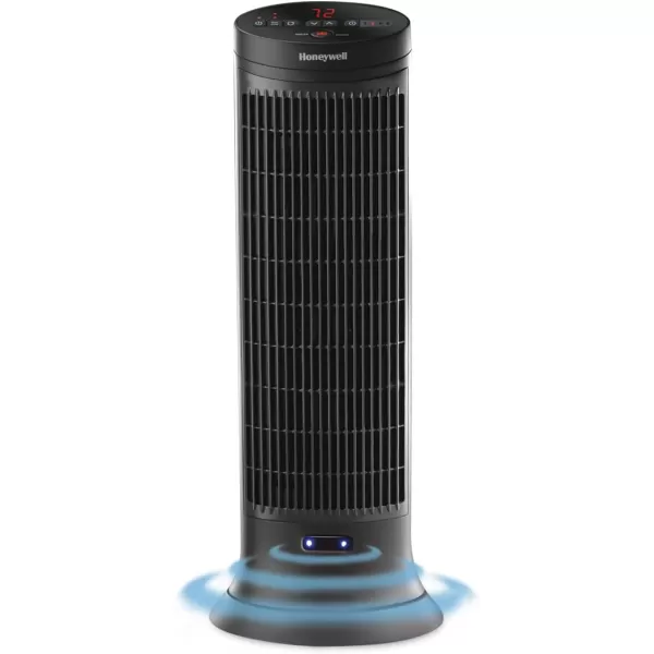 Honeywell Safeguard Motion Sensor Ceramic Space Heater, Large Room, Black –Ceramic Heater with Two Heat Settings and Slim Tower Design)
