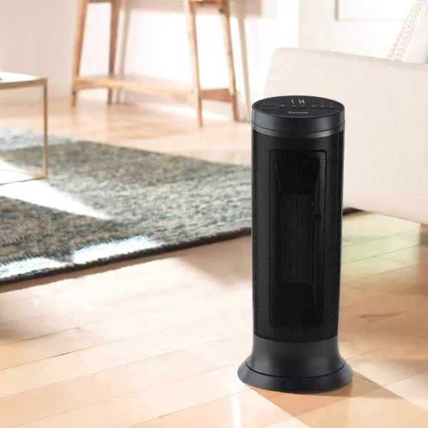 Honeywell Safeguard Motion Sensor Ceramic Space Heater, Large Room, Black –Ceramic Heater with Two Heat Settings and Slim Tower Design