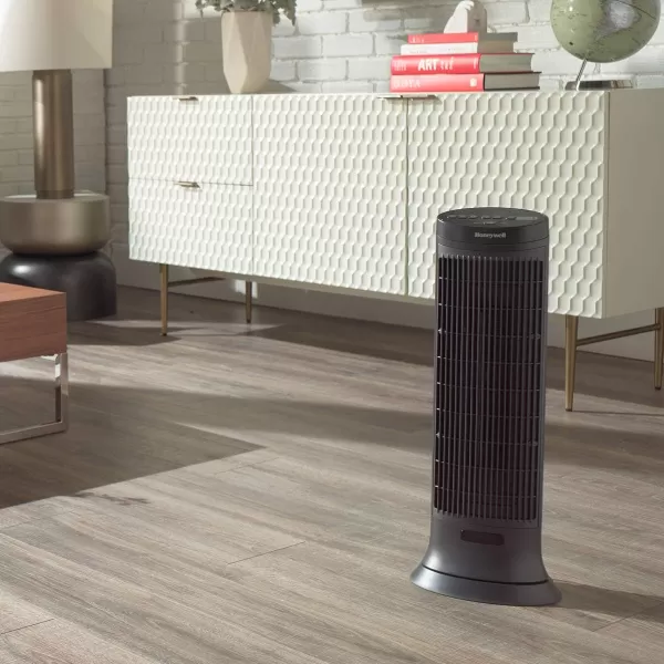 Honeywell Safeguard Motion Sensor Ceramic Space Heater, Large Room, Black –Ceramic Heater with Two Heat Settings and Slim Tower Design)