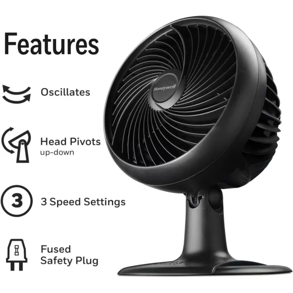 Honeywell Turbo Force Oscillating Table Fan, HT-906,Black, Medium 