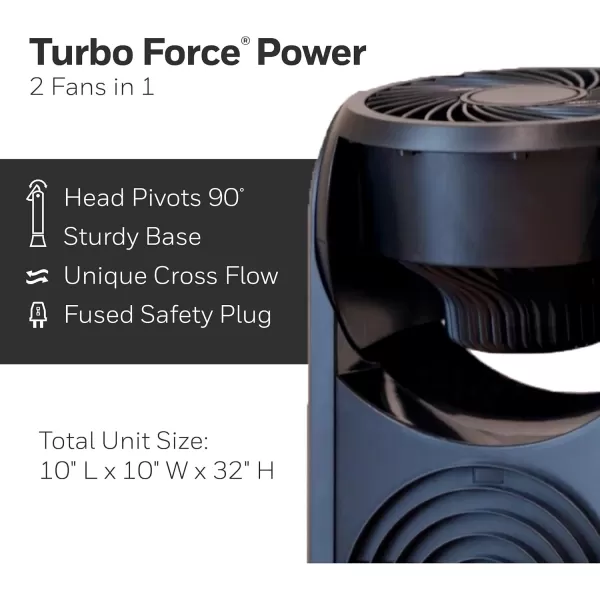 Honeywell TurboForce Tower Fan, 2-in-1 Fan with 6 speeds, quiet operation, and honeywell quality. Stylish Tower Fan for home, room, bedroom or home office - Black, HYF500