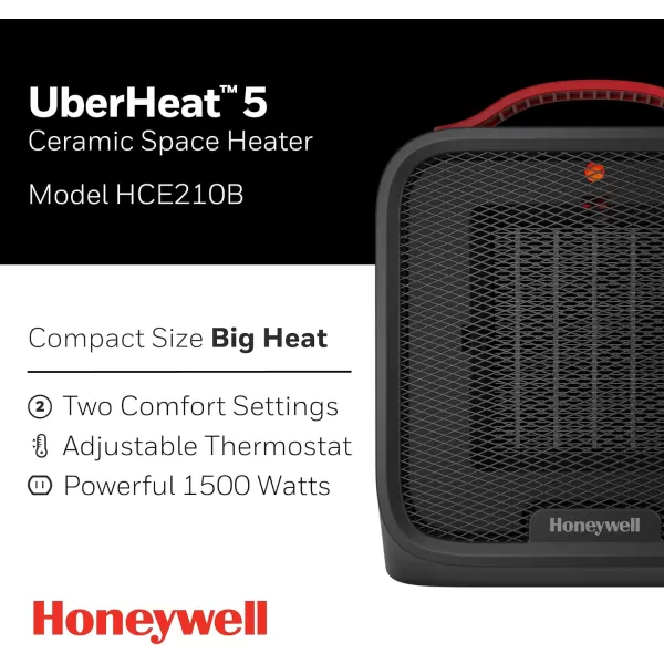 Honeywell UberHeat 5 Ceramic Space Heater for Small Rooms, White