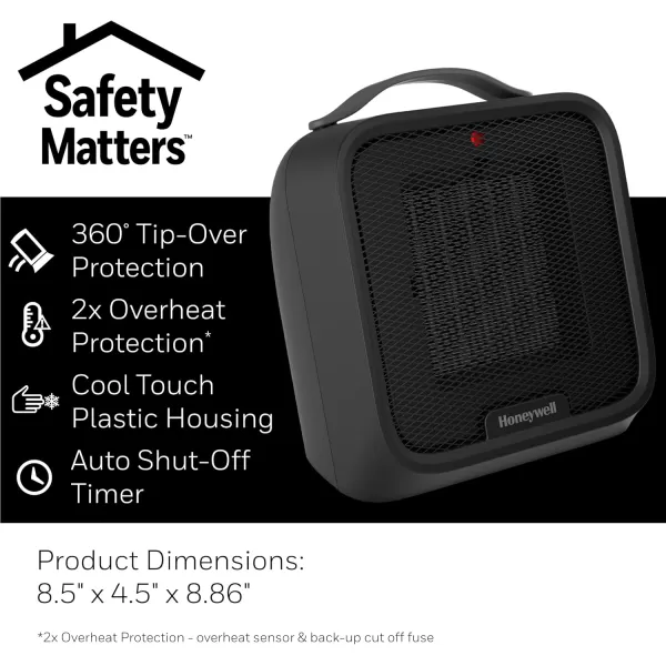 Honeywell UberHeat Plus Ceramic Space Heater for Small Rooms, White