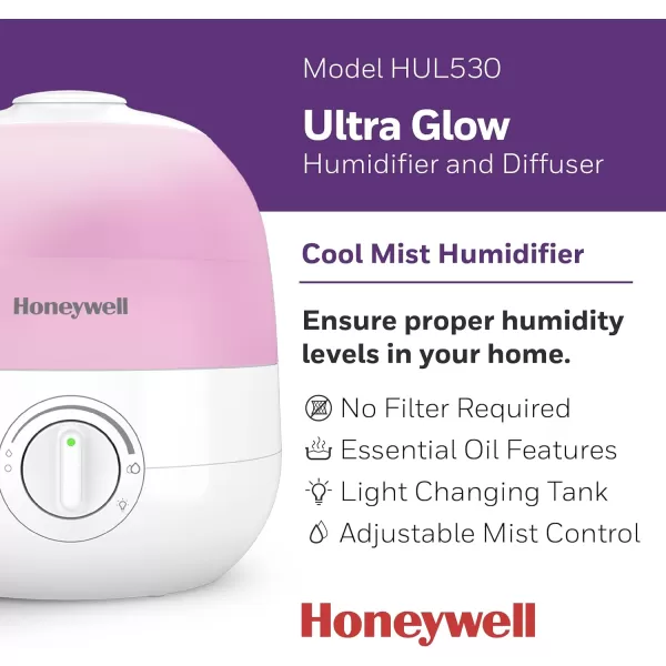 Honeywell Ultra Glow Light Changing Humidifier and Diffuser – Cool Mist Humidifier for Bedroom or Office with Essential Oil Diffuser