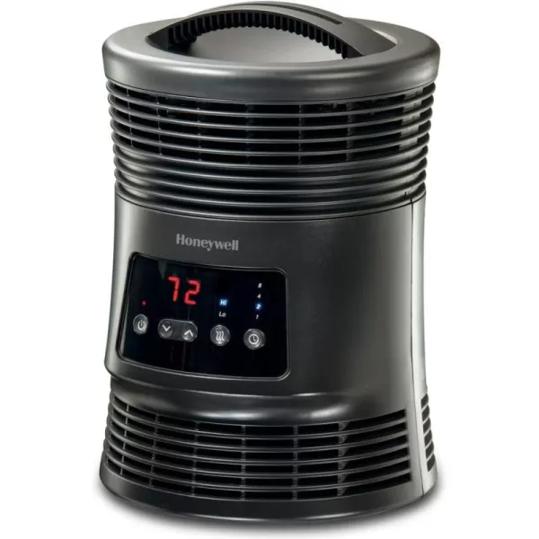Honeywell 360 Degree Surround Fan Forced Heater for Home, Bedroom, or Office. Energy Efficient Portable Heater with Adjustable Thermostat, 2 Heat Settings - Black, HHF370B