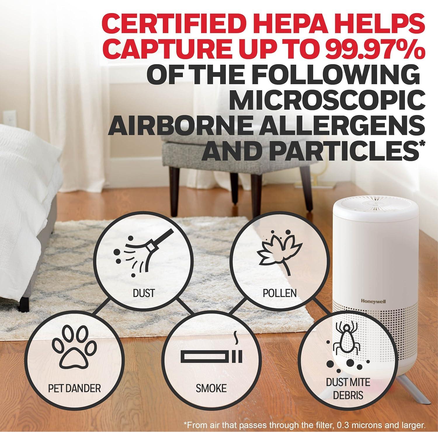 imageHoneywell HEPA Air Purifier Filter Air Filter for Airborne Allergens Wildfire Smoke Dust Pet Dander Pollen ampamp More 1 Pack J HEPA Filter for Honeywell HP1830 Air Purifiers HRFJ830