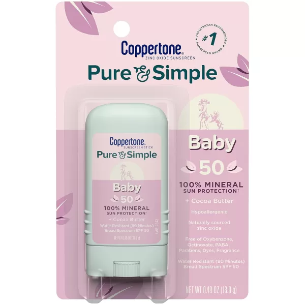 Coppertone Baby Sunscreen Pack Coppertone WaterBabies SPF 50 Sunscreen Spray 6 Oz Can  Coppertone Pure and Simple Baby Sunscreen Stick Mineral Sunscreen SPF 50 Tear Free 049 Oz Stick