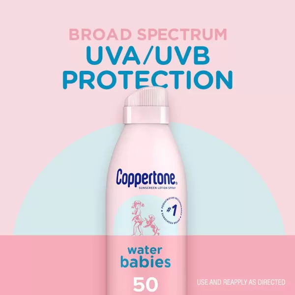 Coppertone Baby Sunscreen Pack Coppertone WaterBabies SPF 50 Sunscreen Spray 6 Oz Can  Coppertone Pure and Simple Baby Sunscreen Stick Mineral Sunscreen SPF 50 Tear Free 049 Oz Stick
