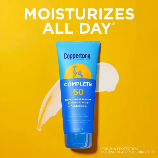 Coppertone COMPLETE SPF 30 Sunscreen Lotion Lightweight Moisturizing Sunscreen Water Resistant Body Sunscreen SPF 30 7 Fl Oz TubeSPF 50