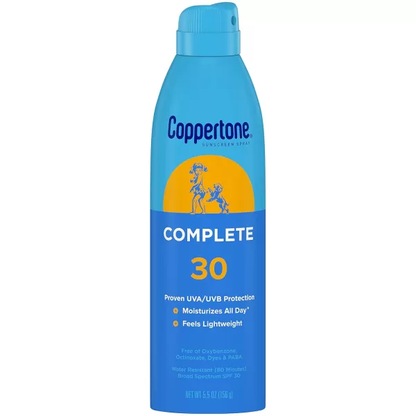 Coppertone COMPLETE SPF 30 Sunscreen Spray Lightweight Moisturizing Sunscreen Pack Water Resistant Spray Sunscreen SPF 30 55 Oz Spray Pack of 3