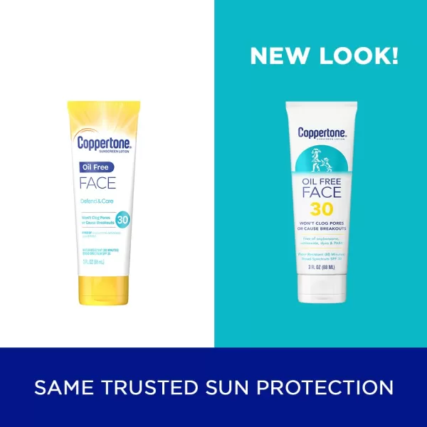 Coppertone Face Sunscreen SPF 30 Oil Free Sunscreen for Face Water Resistant SPF 30 Sunscreen Face Lotion Travel Size Sunscreen 3 Fl Oz TubeSPF 30