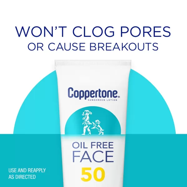 Coppertone Face Sunscreen SPF 30 Oil Free Sunscreen for Face Water Resistant SPF 30 Sunscreen Face Lotion Travel Size Sunscreen 3 Fl Oz TubeSPF 50