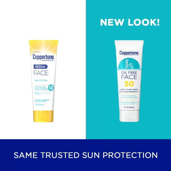 Coppertone Face Sunscreen SPF 30 Oil Free Sunscreen for Face Water Resistant SPF 30 Sunscreen Face Lotion Travel Size Sunscreen 3 Fl Oz TubeSPF 50