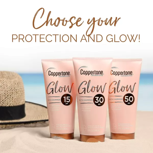 Coppertone Glow Hydrating Sunscreen Lotion with Illuminating Shimmer Minerals and Broad Spectrum SPF 15 Waterresistant Fastdrying Free of Parabens PABA Phthalates Oxybenzone White  5 oz