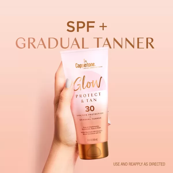 Coppertone Glow Protect and Tan Sunscreen Lotion  Gradual Self Tanner SPF 30 Sunscreen 5 Fl Oz Tube Pack of 2SPF 30