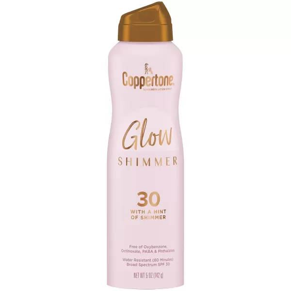 Coppertone Glow with Shimmer Spray Sunscreen Broad Spectrum SPF 30 Sunscreen 5 Oz Pack of 2SPF 30