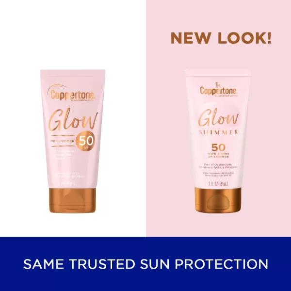 Coppertone Glow with Shimmer Sunscreen Lotion SPF 50 Water Resistant Sunscreen Broad Spectrum SPF 50 Sunscreen Travel Size 2 Fl Oz Bottle2 Fl Oz Pack of 1