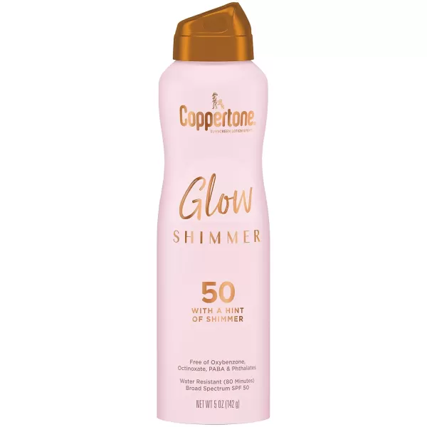 Coppertone Glow with Shimmer Sunscreen Spray SPF 50 Water Resistant Spray Sunscreen Broad Spectrum SPF 50 Sunscreen Pack 5 Oz Spray Pack of 2SPF 50