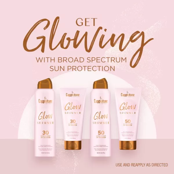 Coppertone Glow with Shimmer Sunscreen Spray Water Resistant Broad Spectrum SPF 30 5 Oz Spray