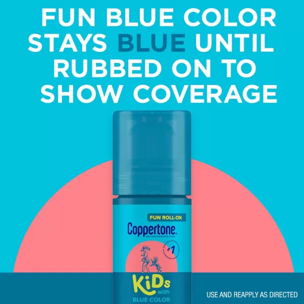 Coppertone Kids Roll On Sunscreen Lotion SPF 50 Kids Sunscreen with Blue Color Tear Free Sunscreen with Zinc Oxide Sun Protection 25 Fl Oz Tube
