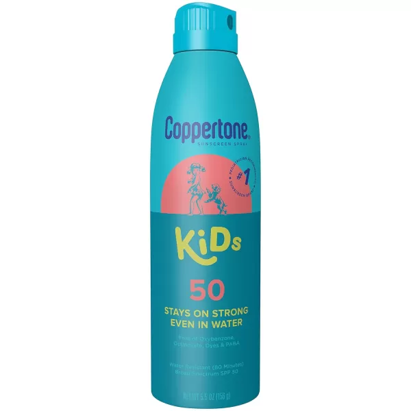 Coppertone Kids Sunscreen Spray SPF 50 Water Resistant Spray Sunscreen for Kids Pediatrician Recommended Sunscreen Brand Bulk Sunscreen SPF 50 55 Oz Bottle Pack of 3