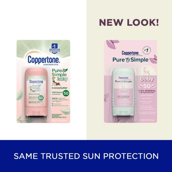 Coppertone Pure and Simple Baby SPF 50 Sunscreen Stick Zinc Oxide Mineral Sunscreen Baby Sunscreen Stick Face Sunscreen 049 Oz