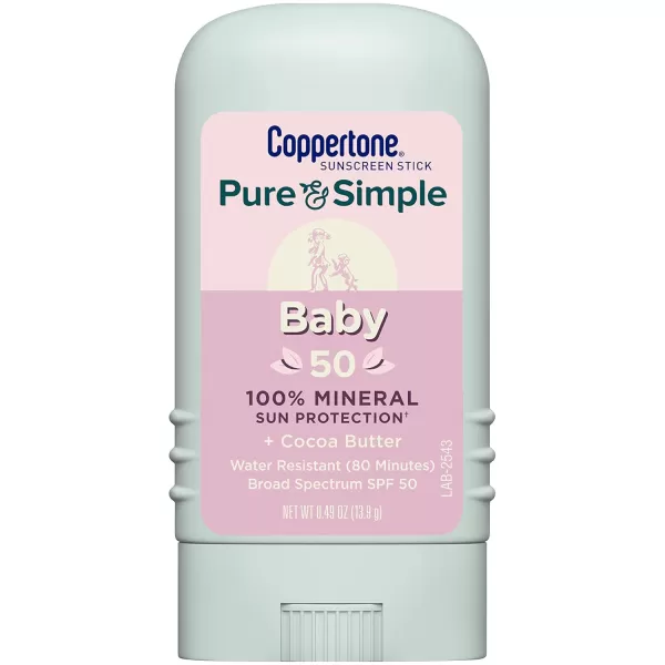 Coppertone Pure and Simple Baby SPF 50 Sunscreen Stick Zinc Oxide Mineral Sunscreen Baby Sunscreen Stick Face Sunscreen 049 Oz