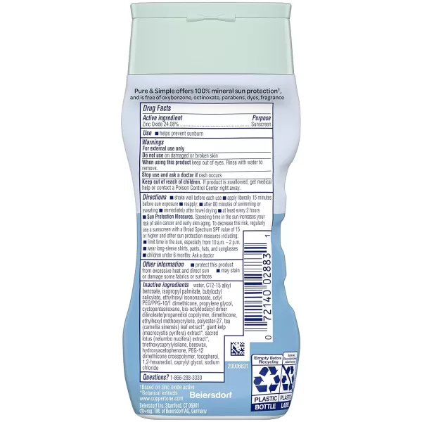 Coppertone Pure and Simple Sunscreen Lotion SPF 50 Broad Spectrum Sunscreen with Zinc Oxide 6 Oz Pack of 26 Fl Oz Pack of 2