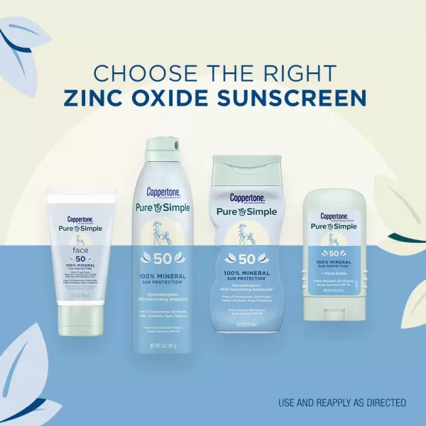 Coppertone Pure and Simple Sunscreen Lotion SPF 50 Broad Spectrum Sunscreen with Zinc Oxide 6 Oz Pack of 26 Fl Oz Pack of 2