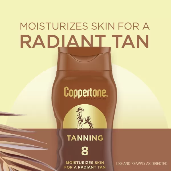 Coppertone SPF 8 Sunscreen Lotion 8 Fl Oz Water Resistant Broad Spectrum Lotion Form Vitamin E Enriched All Skin Tones YellowYELLOW