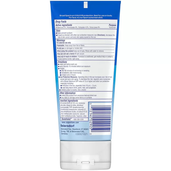 Coppertone SPORT Clear Sunscreen Lotion SPF 50 Water Resistant Sunscreen Broad Spectrum SPF 50 Sunscreen 5 Fl Oz Tube