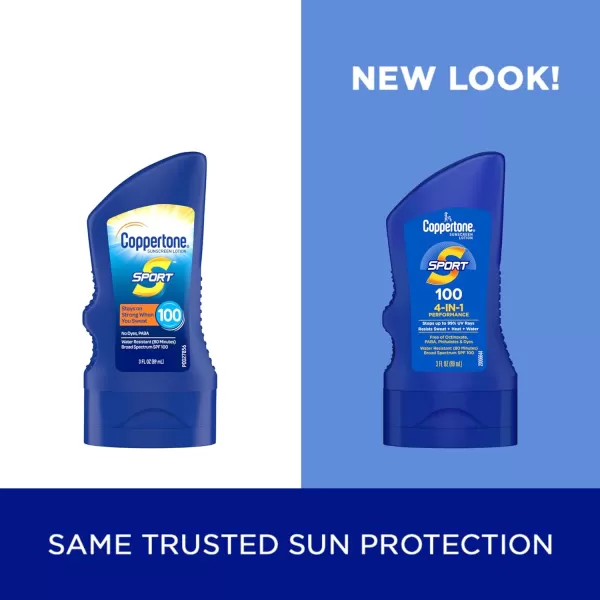 Coppertone SPORT Sunscreen SPF 100 Lotion Water Resistant Sunscreen Body Travel Size 3 Fl Oz Pack of 12